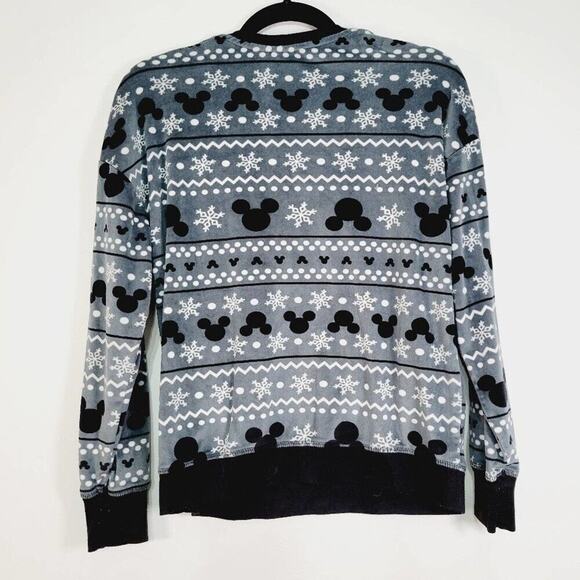 Disney Womens Mickey Mouse Snowflake Fleece Pajama Set Size X-Small Grey Black - Picture 3 of 16